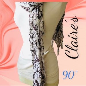 90” Claire’s 100% Viscose Scarf EUC
